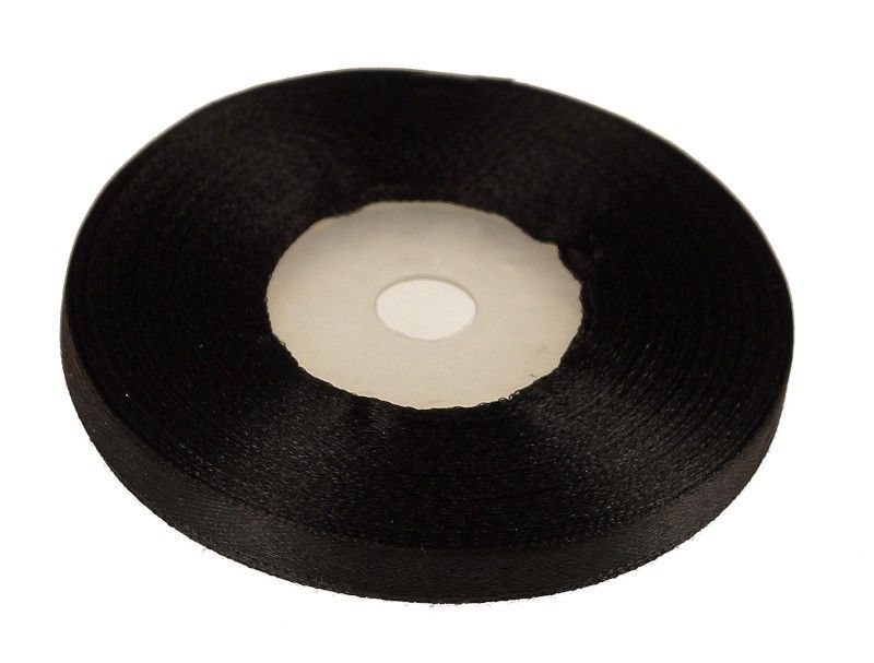 wstążka satynowa czarna 6 mm x 32 m