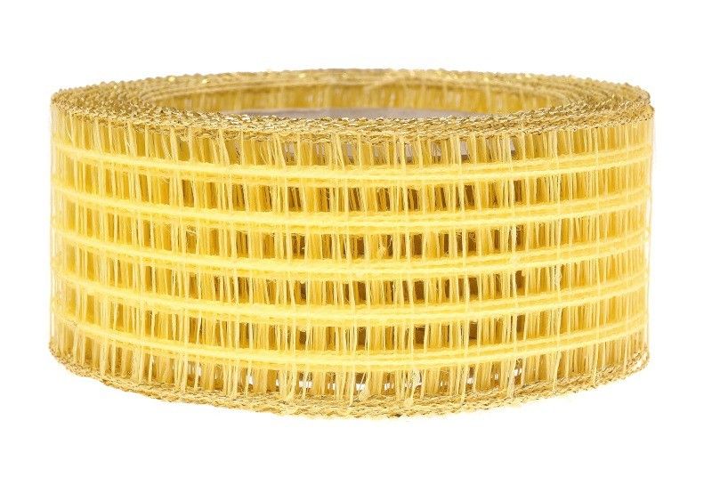 Wstążka kratka 5 cm x 10 m - żółta