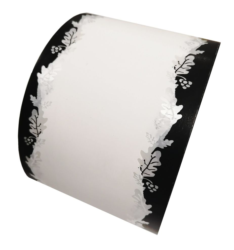 Szarfa pogrzebowa 8cm x 50y biało- czarna winogrono