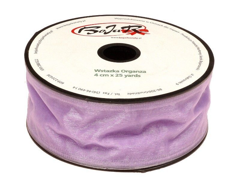 Organza wstążka - 4 cm x 25 m | 5029 - Fioletowy jasny