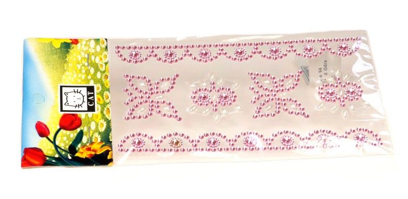 Naklejki cyrkonie samoprzylepne op. 12 szt. - różowe