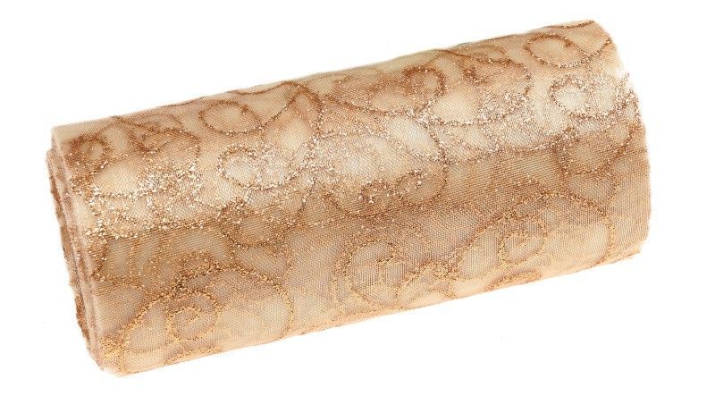 Organza świąteczna 10y x 12cm - brokatowa