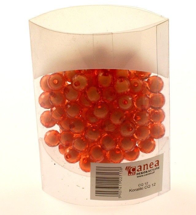 Korale ozdobne - pomarańczowe z białym wypełnieniem - 100 szt./op.