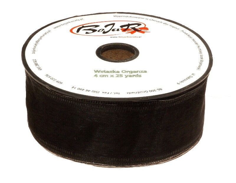 Organza wstążka - 4 cm x 25 m | 5151 - Czarny