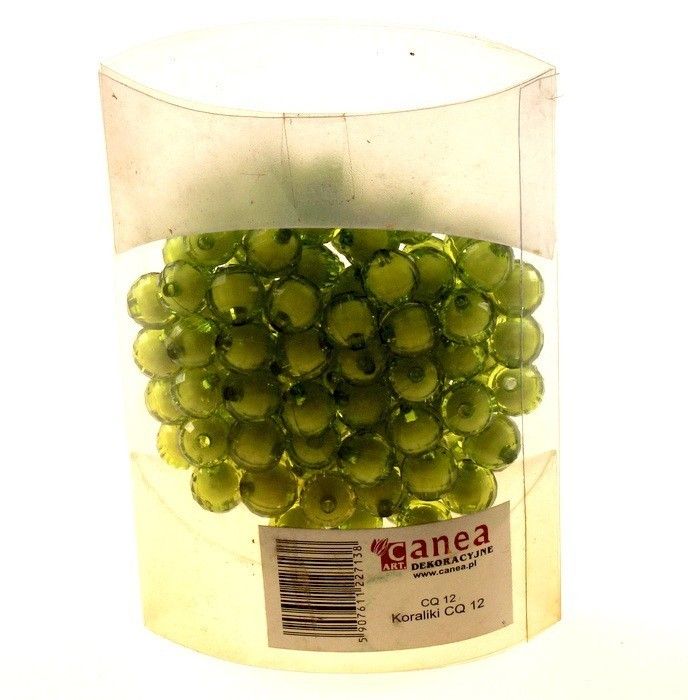 Korale ozdobne - zielone z białym wypełnieniem - 100 szt./op.