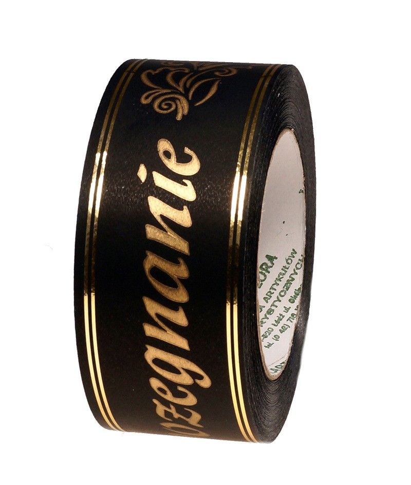 Taśma pogrzebowa 5 cm x 50 y - czarna ze złotym napisem