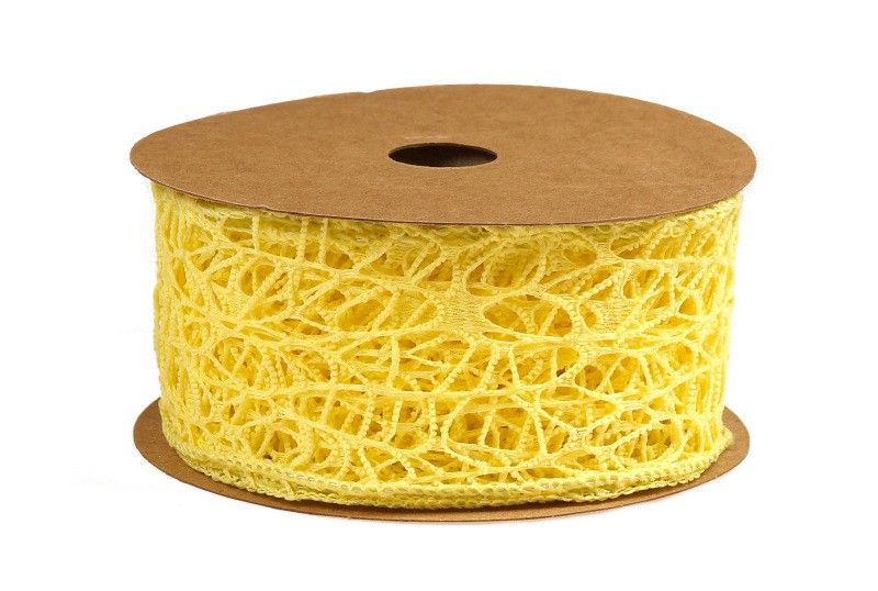 Wstążka koronkowa 5 cm x 9 m - żółta