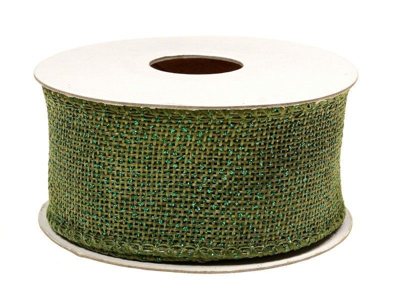 Wstążka jutowa 4 cm x 5 y - zielona