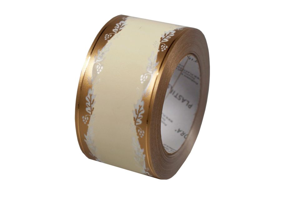 Taśma pogrzebowa 6cm x45m kremowo-złota - 10