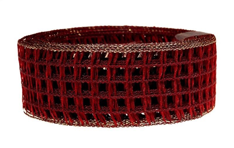 Wstążka kratka 4 cm x 10 m - bordowa