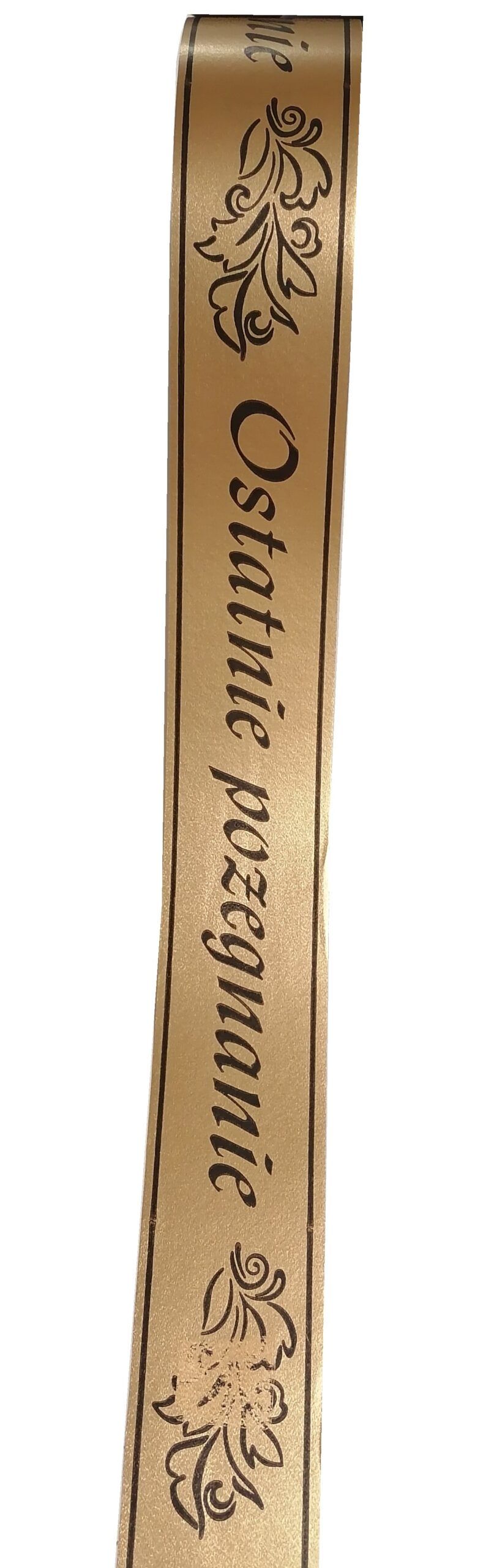 Taśma pogrzebowa 5cm x 100m złota , czarny napis