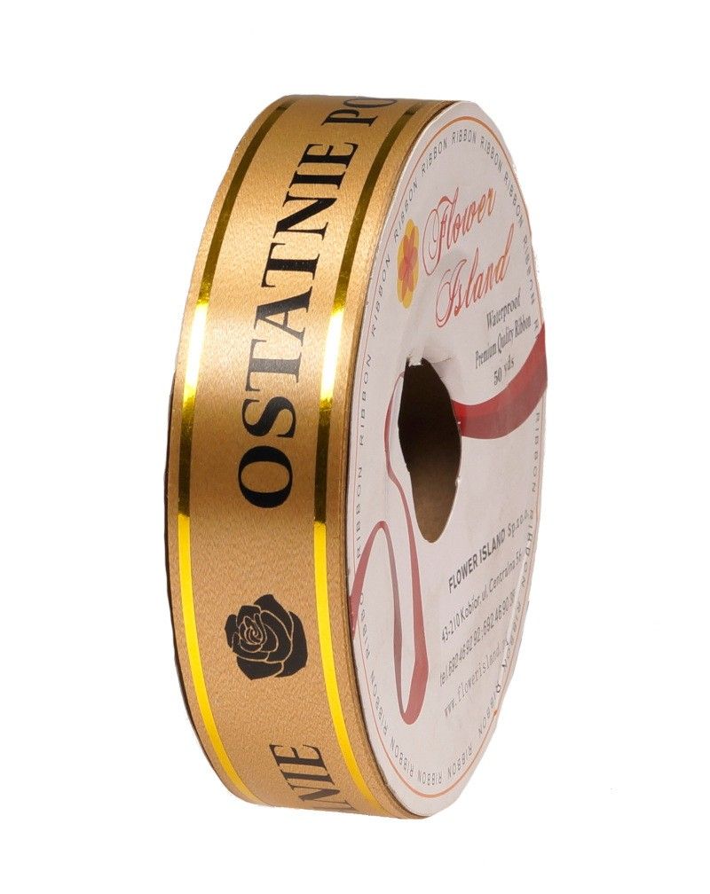Taśma pogrzebowa z napisem 3 cm x 45 m - złota