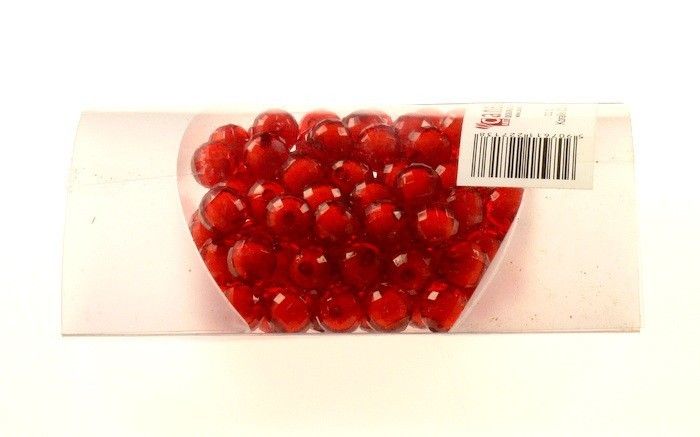 Korale ozdobne - czerwone z białym wypełnieniem - 100 szt./op.