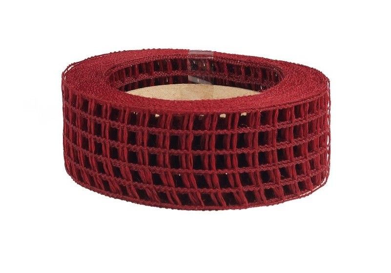Wstążka kratka 4 cm x 10 m - bordowy