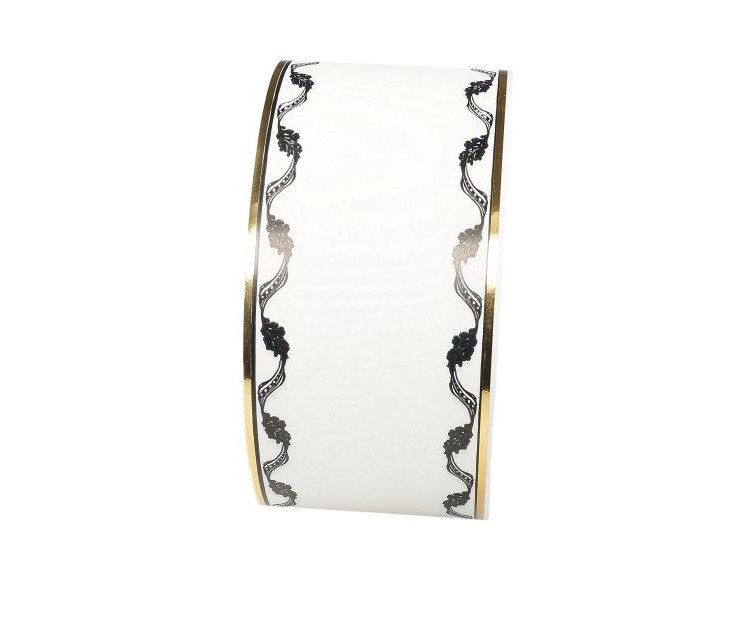 Taśma pogrzebowa 6 cm x 45 m - biała ze wzorkiem