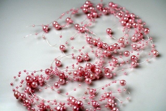 Korale ozdobne - 130 cm - Różowy - 5 szt./op.