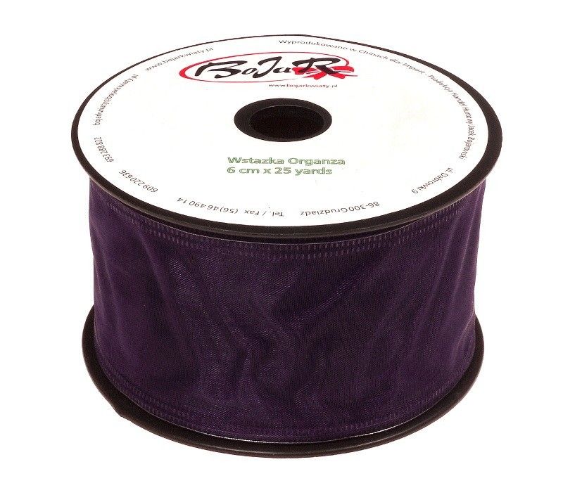 Organza wstążka - 6 cm x 25 m | 5120 - Śliwkowy