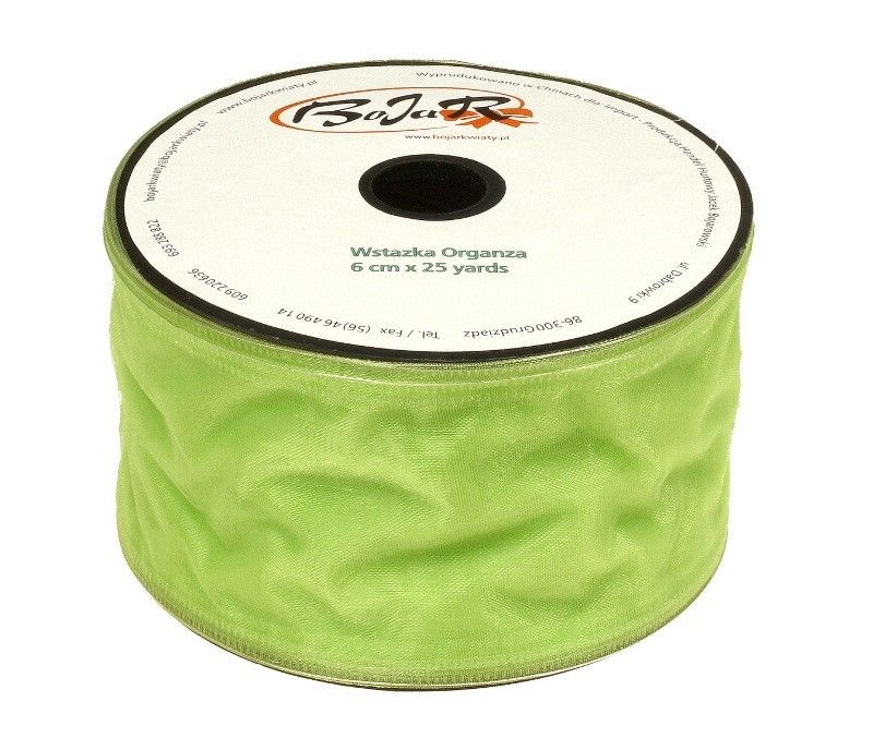Organza wstążka - 6 cm x 25 m - zielony