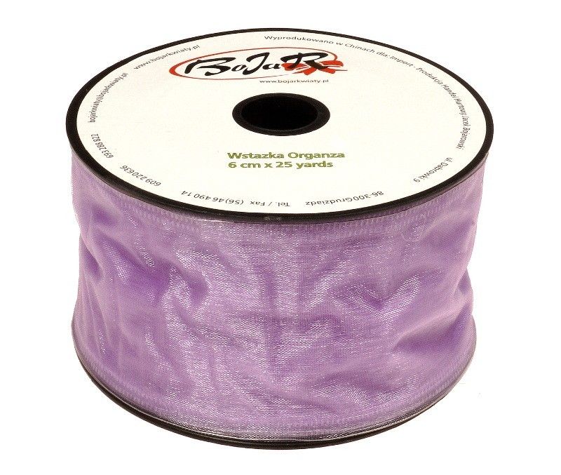 Organza wstążka - 6 cm x 25 m | 5029 - Fioletowy jasny