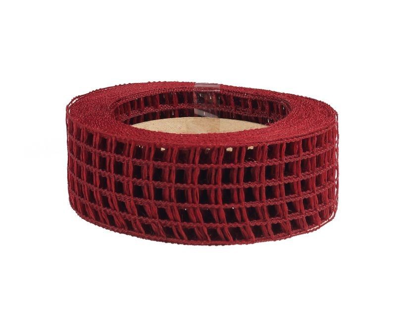Wstążka kratka 4 cm x 10 m - bordowy