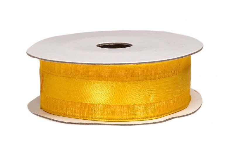 Wstążka z organzy 25 mm x 9 m - żółta
