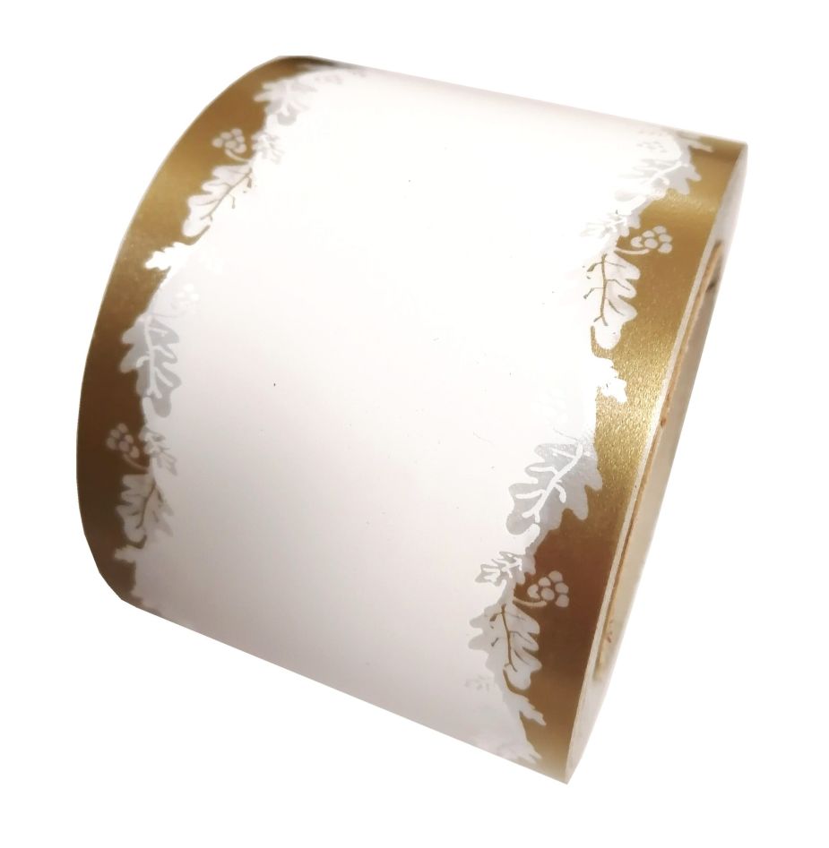 Szarfa pogrzebowa 8cm x 50y biało-złota winogrono bez paska