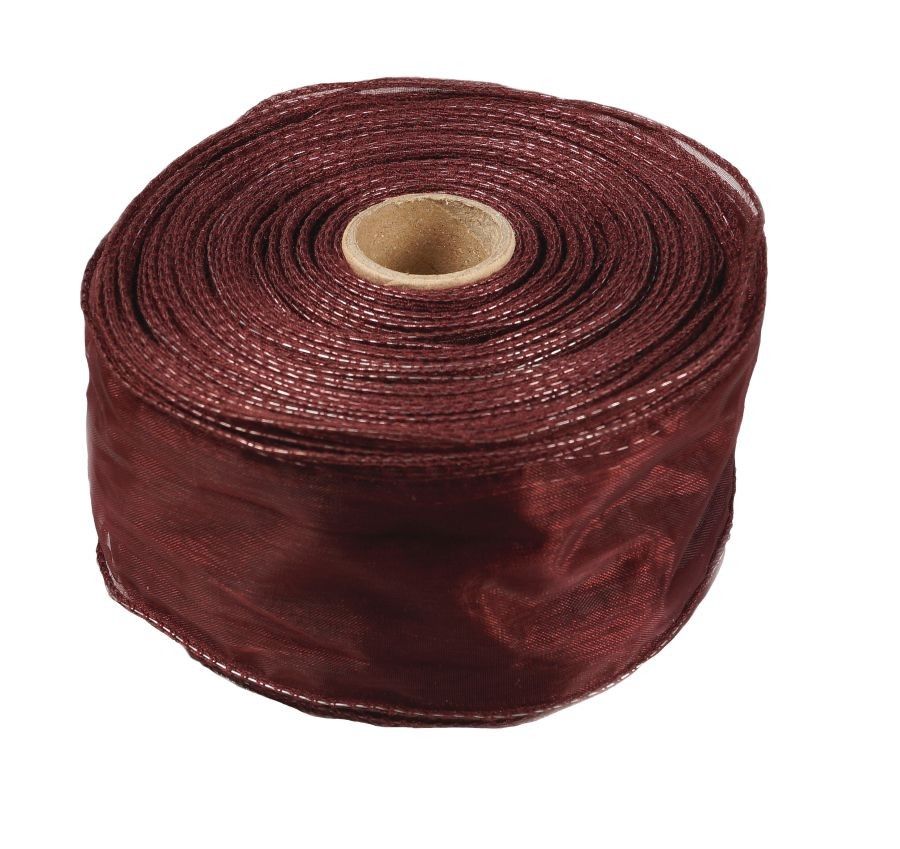 Organza wstążka - 6 cm x 25 m - bordowy