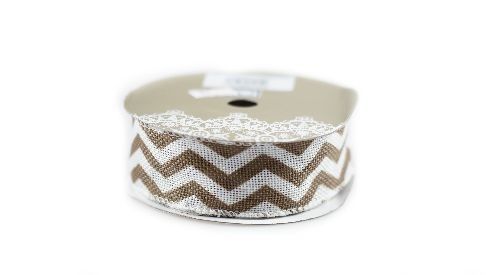 Wstążka jutowa zygzak- jasny brąz